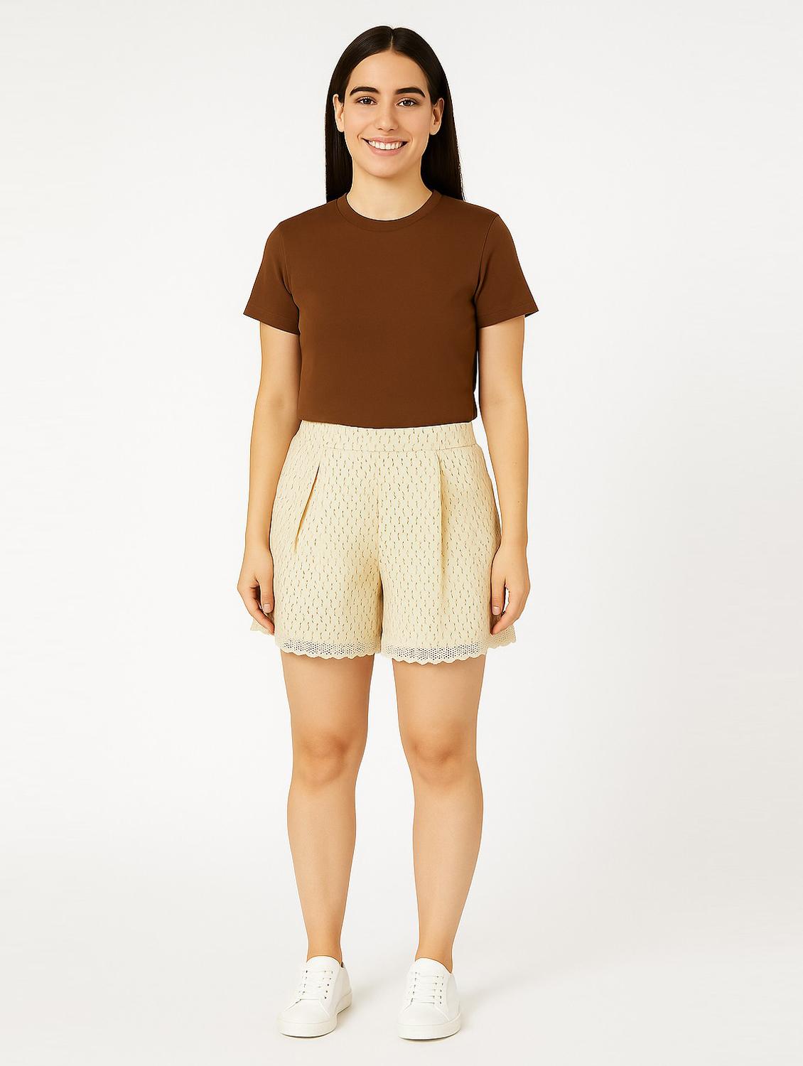 beige cotton regular shorts - 21972358 - Standard Image - 3