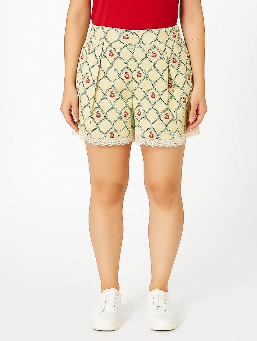 green cotton regular shorts - 21972360 -  Zoom Image - 0