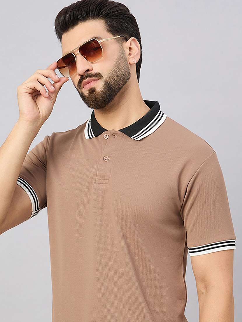 men solid short sleeve regular fit polo t-shirt