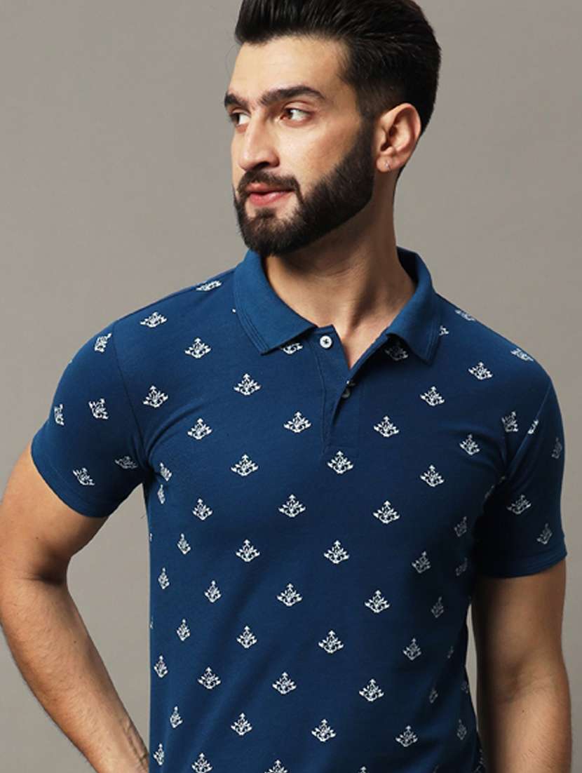 men printed short sleeve regular fit polo t-shirt