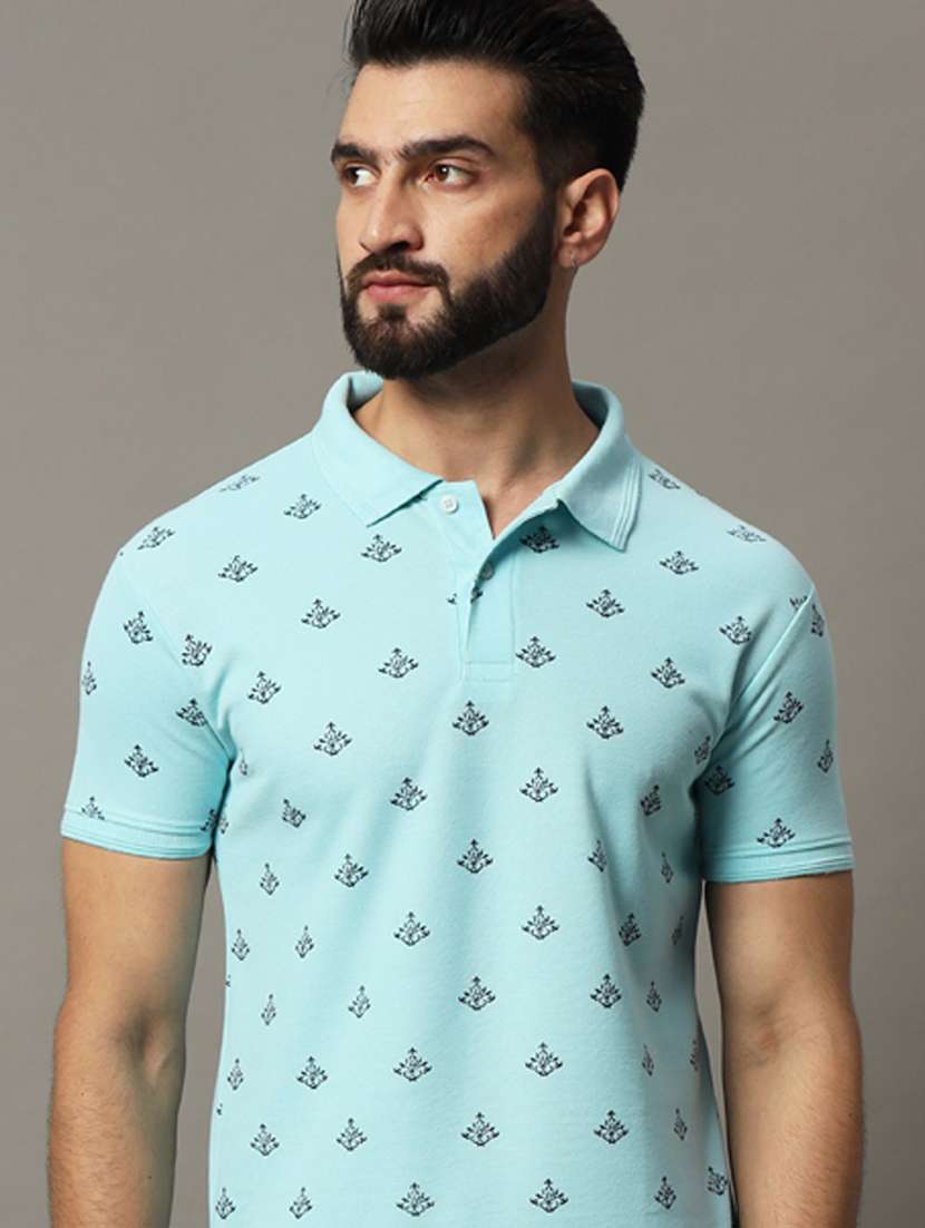 men printed short sleeve regular fit polo t-shirt
