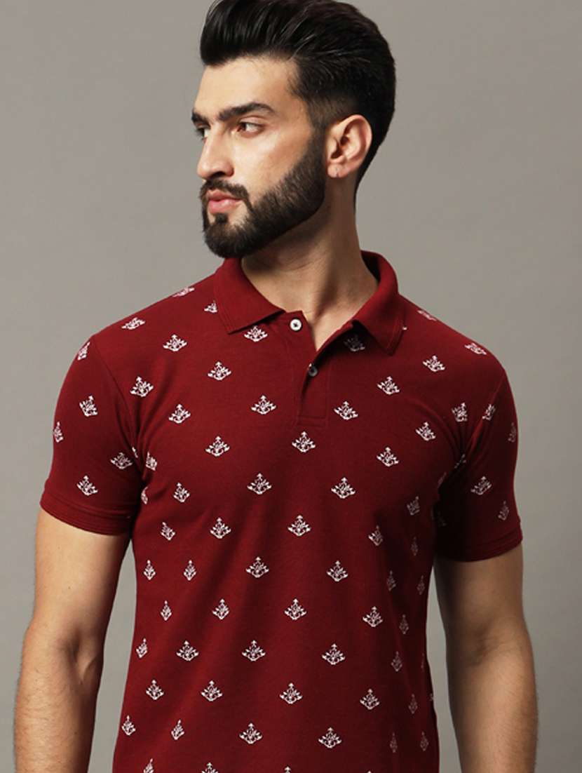 men printed short sleeve regular fit polo t-shirt
