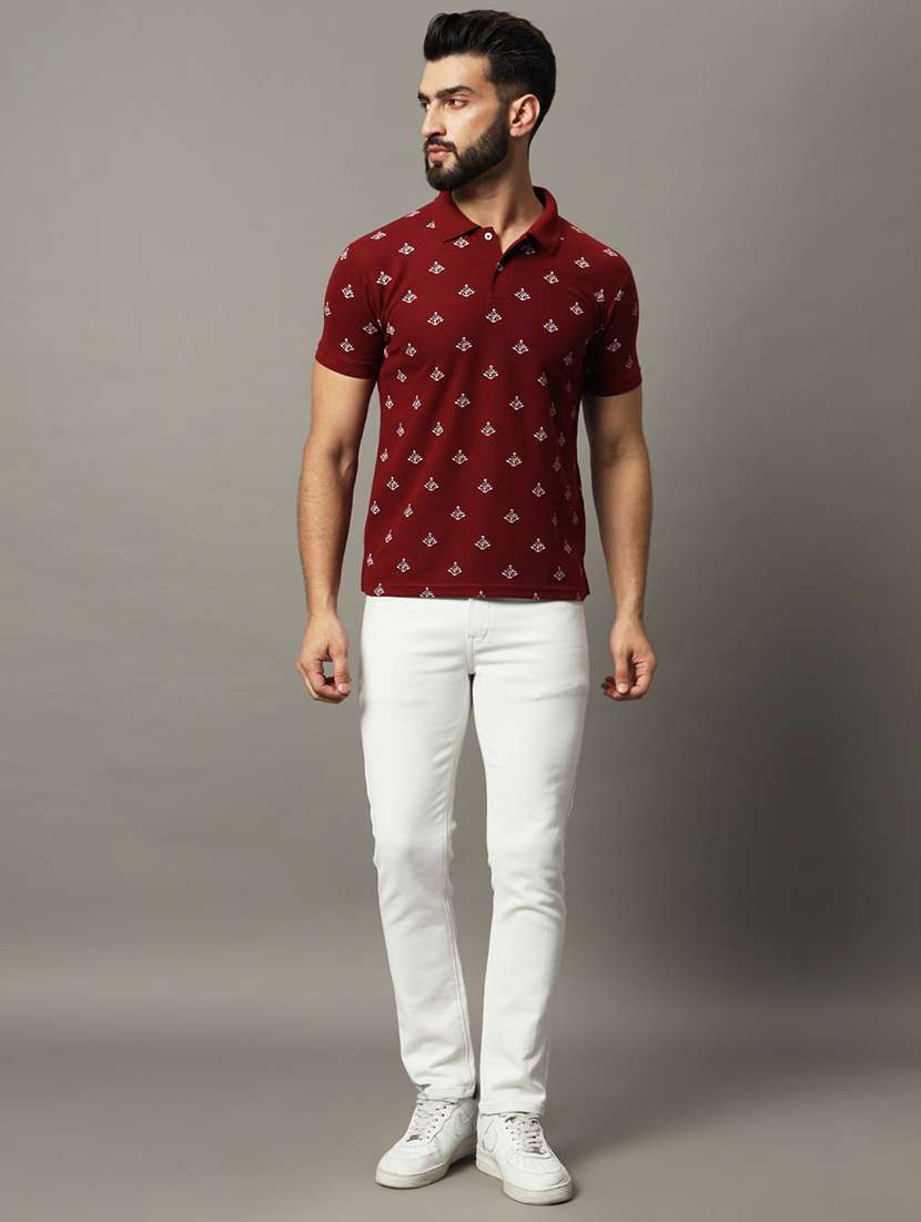 men printed short sleeve regular fit polo t-shirt - 21972393 -  Standard Image - 3