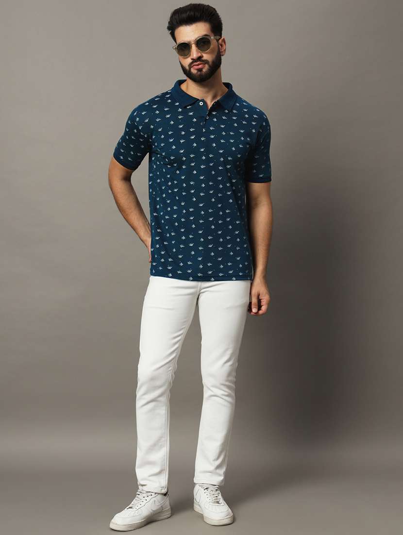 men printed short sleeve regular fit polo t-shirt - 21972395 -  Standard Image - 3