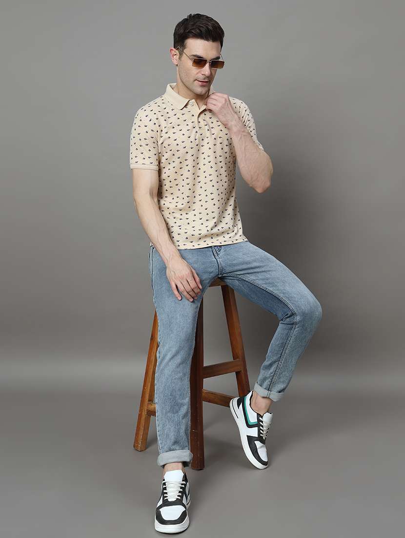 men printed short sleeve regular fit polo t-shirt - 21972396 -  Standard Image - 3