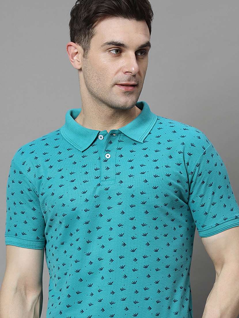 men printed short sleeve regular fit polo t-shirt