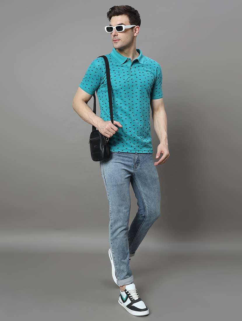 men printed short sleeve regular fit polo t-shirt - 21972399 -  Standard Image - 3