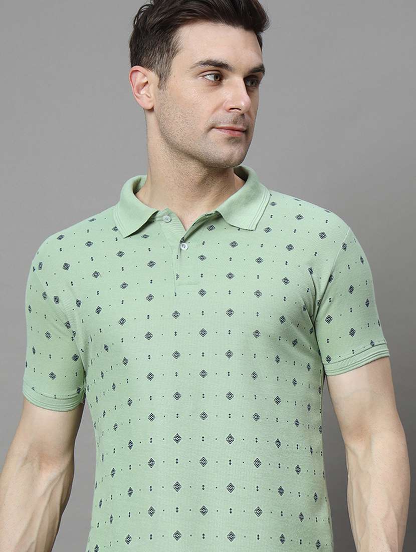 men printed short sleeve regular fit polo t-shirt