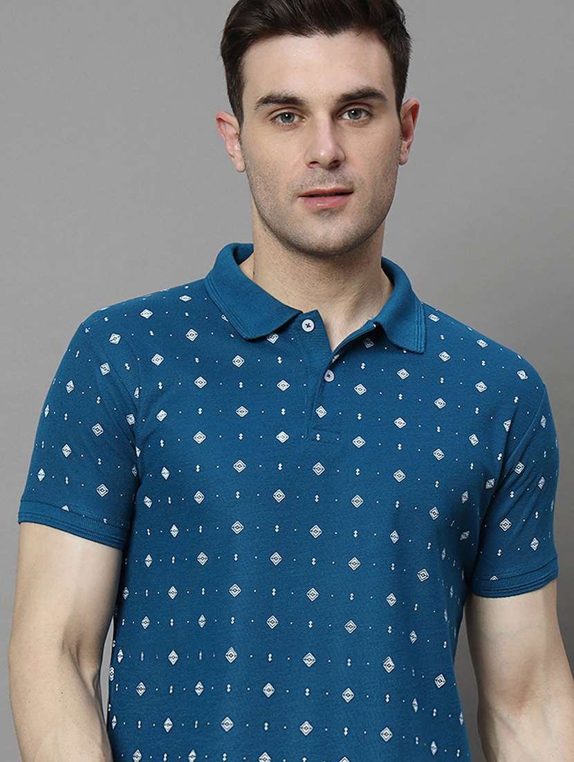 men printed short sleeve regular fit polo t-shirt