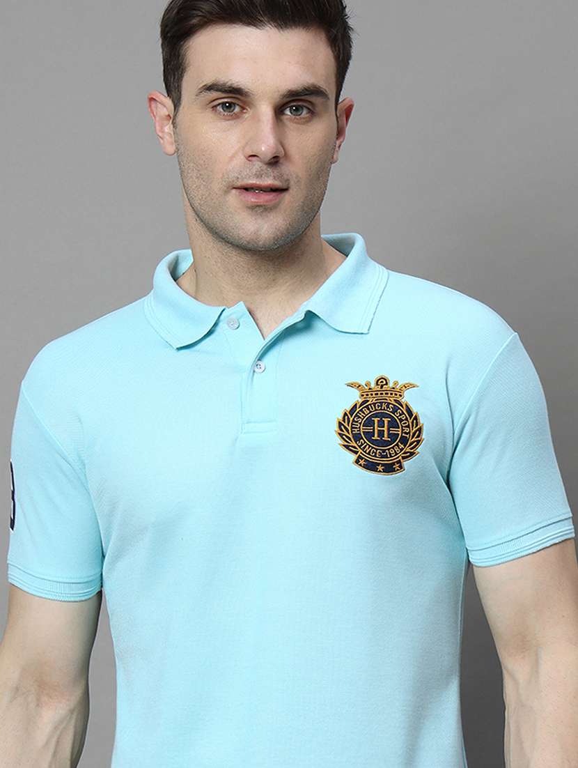 men logo print short sleeve regular fit polo t-shirt - 21972405 -  Zoom Image - 0