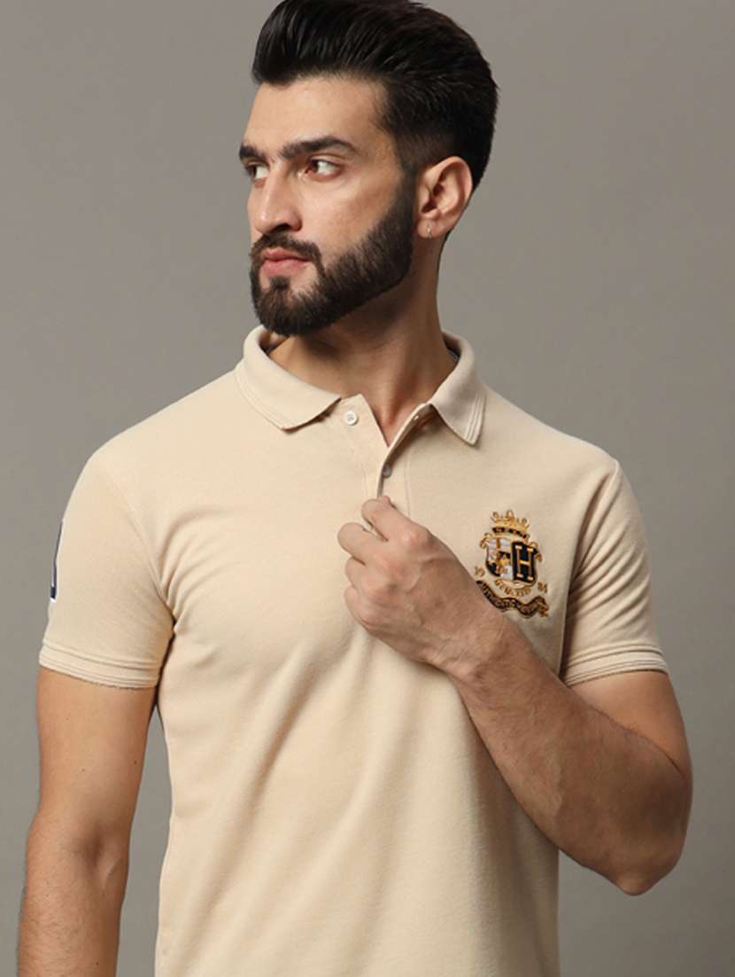 men logo print short sleeve regular fit polo t-shirt