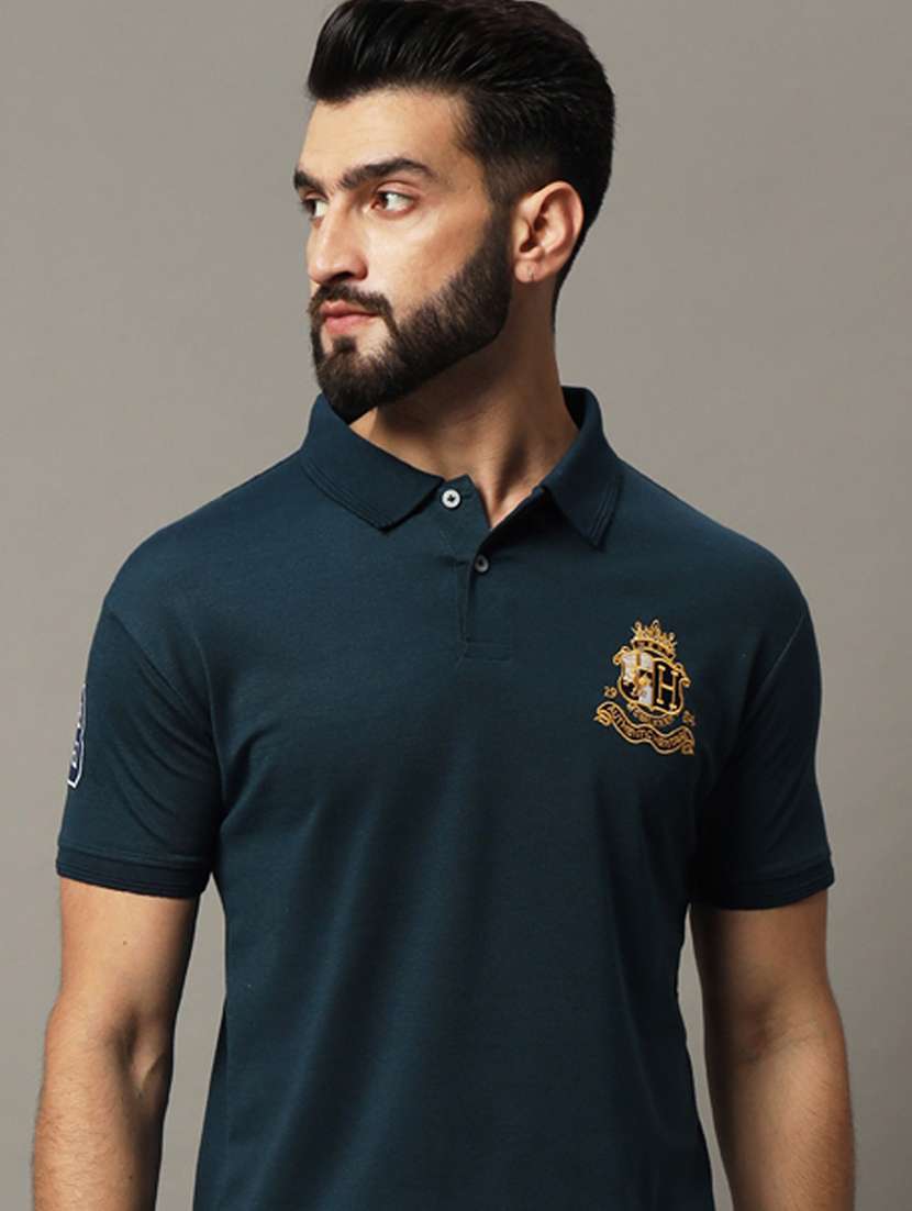 men logo print short sleeve regular fit polo t-shirt