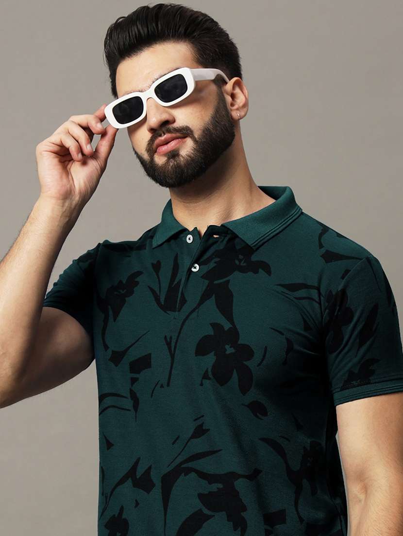 men printed short sleeve regular fit polo t-shirt