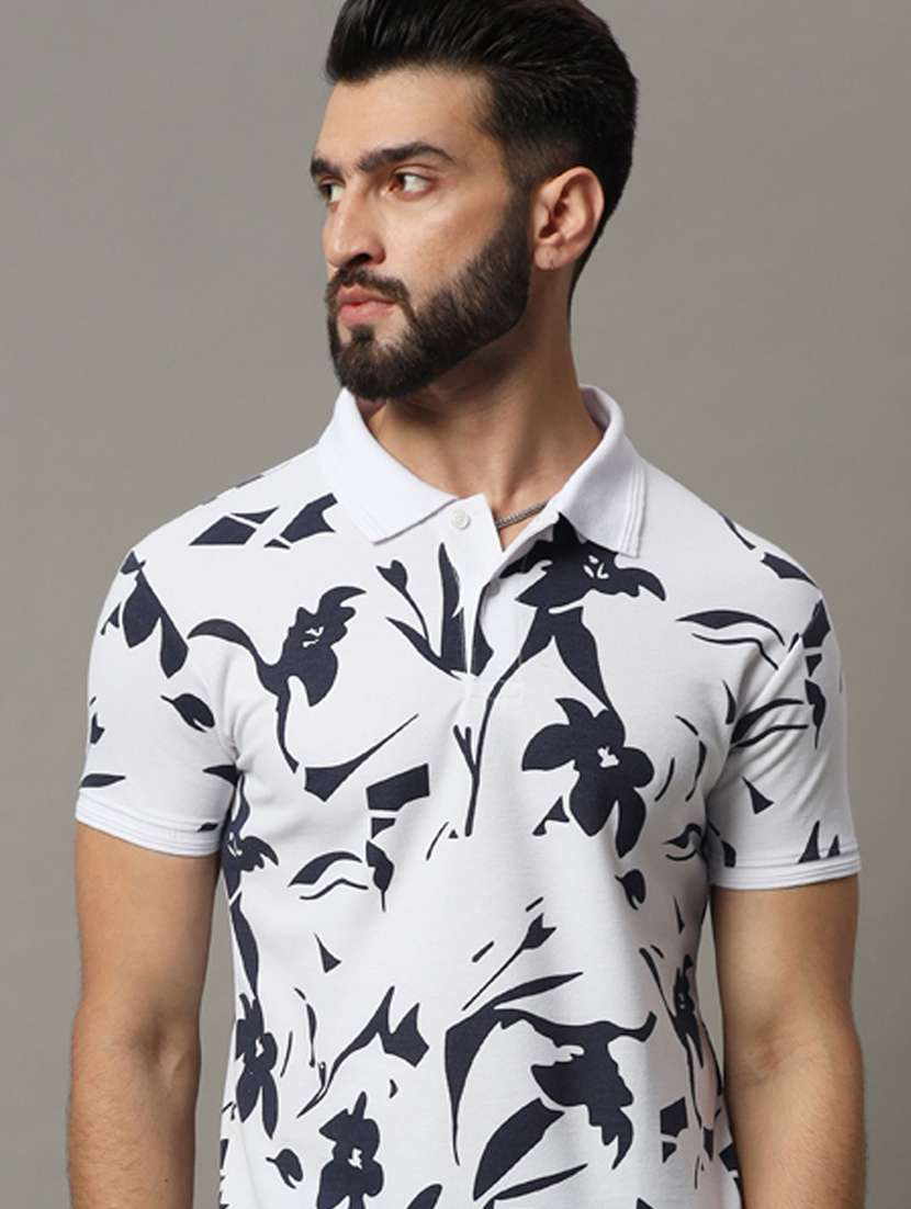 men printed short sleeve regular fit polo t-shirt