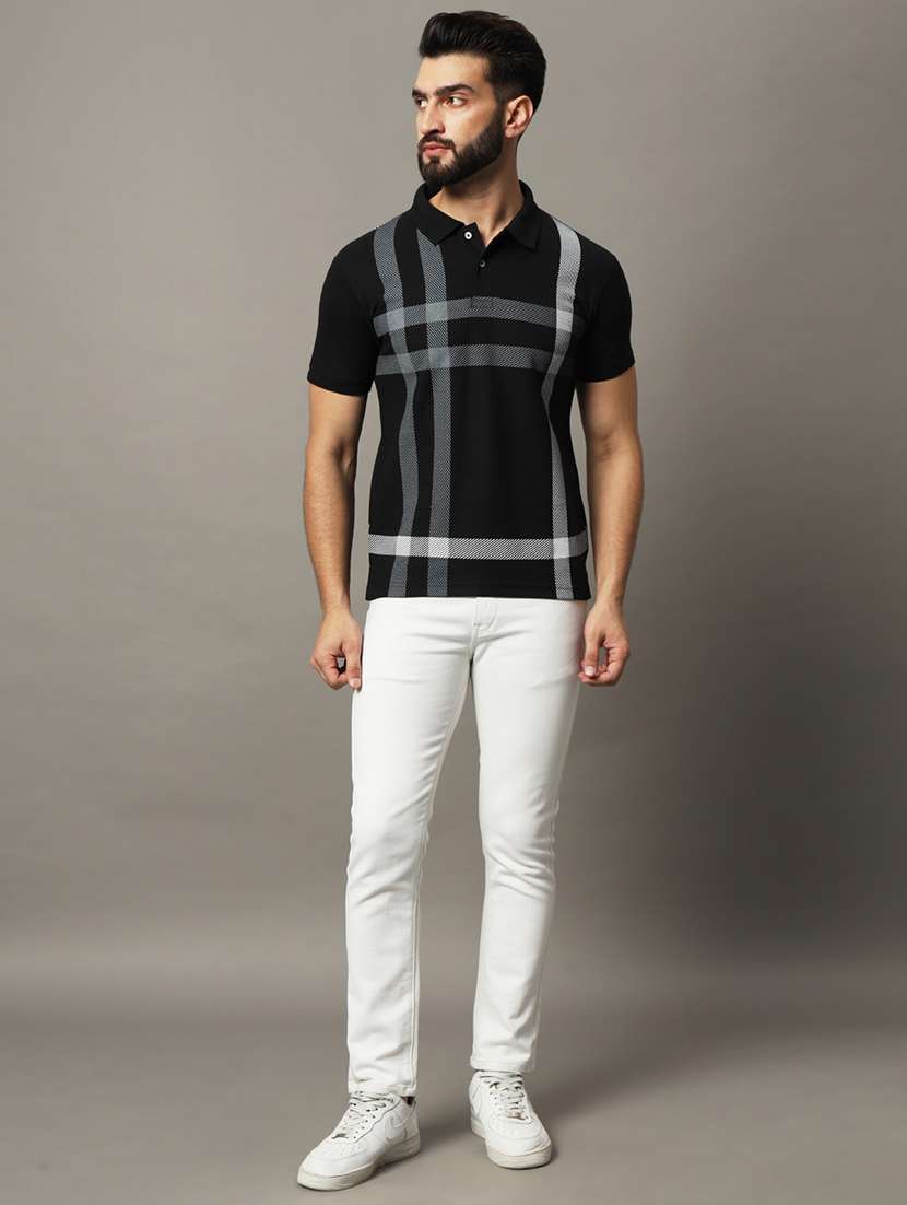 men checkered short sleeve regular fit polo t-shirt - 21972428 -  Standard Image - 3