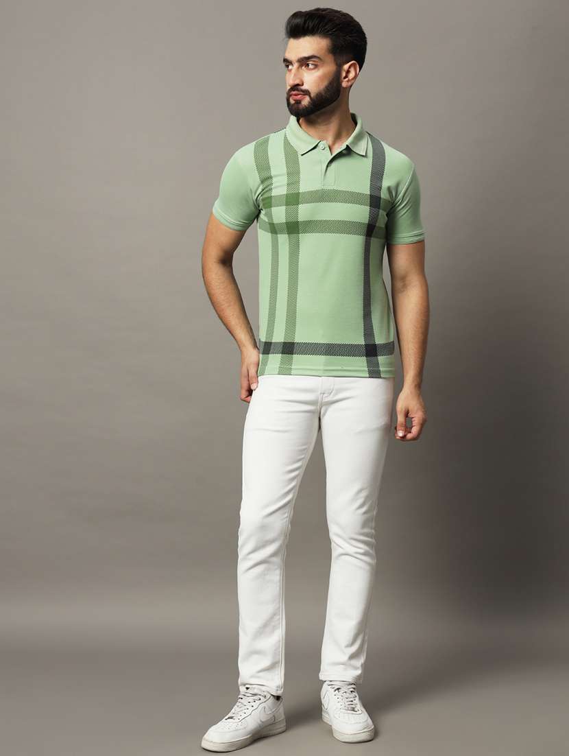 men checkered short sleeve regular fit polo t-shirt - 21972430 -  Standard Image - 3