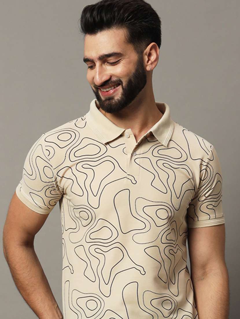men printed short sleeve regular fit polo t-shirt - 21972432 -  Zoom Image - 0
