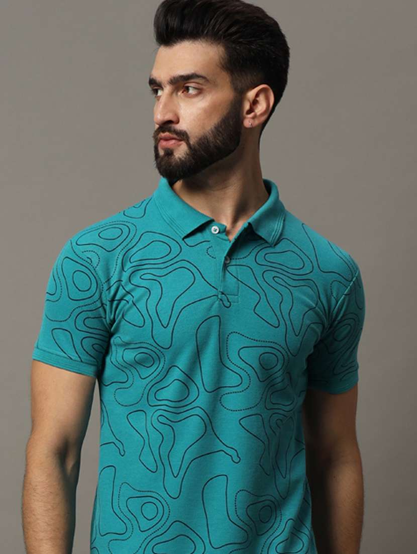 men printed short sleeve regular fit polo t-shirt - 21972435 -  Zoom Image - 0