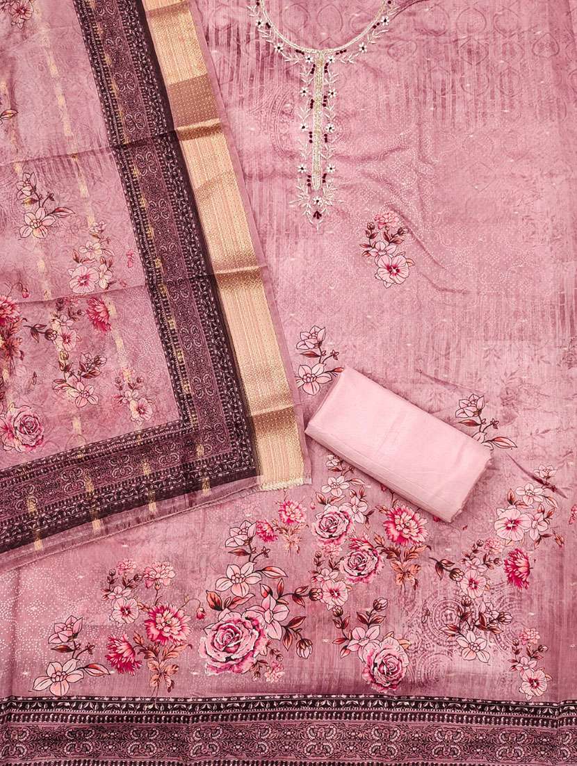 women printed embroidered unstitched suit set - 21972456 -  Standard Image - 3