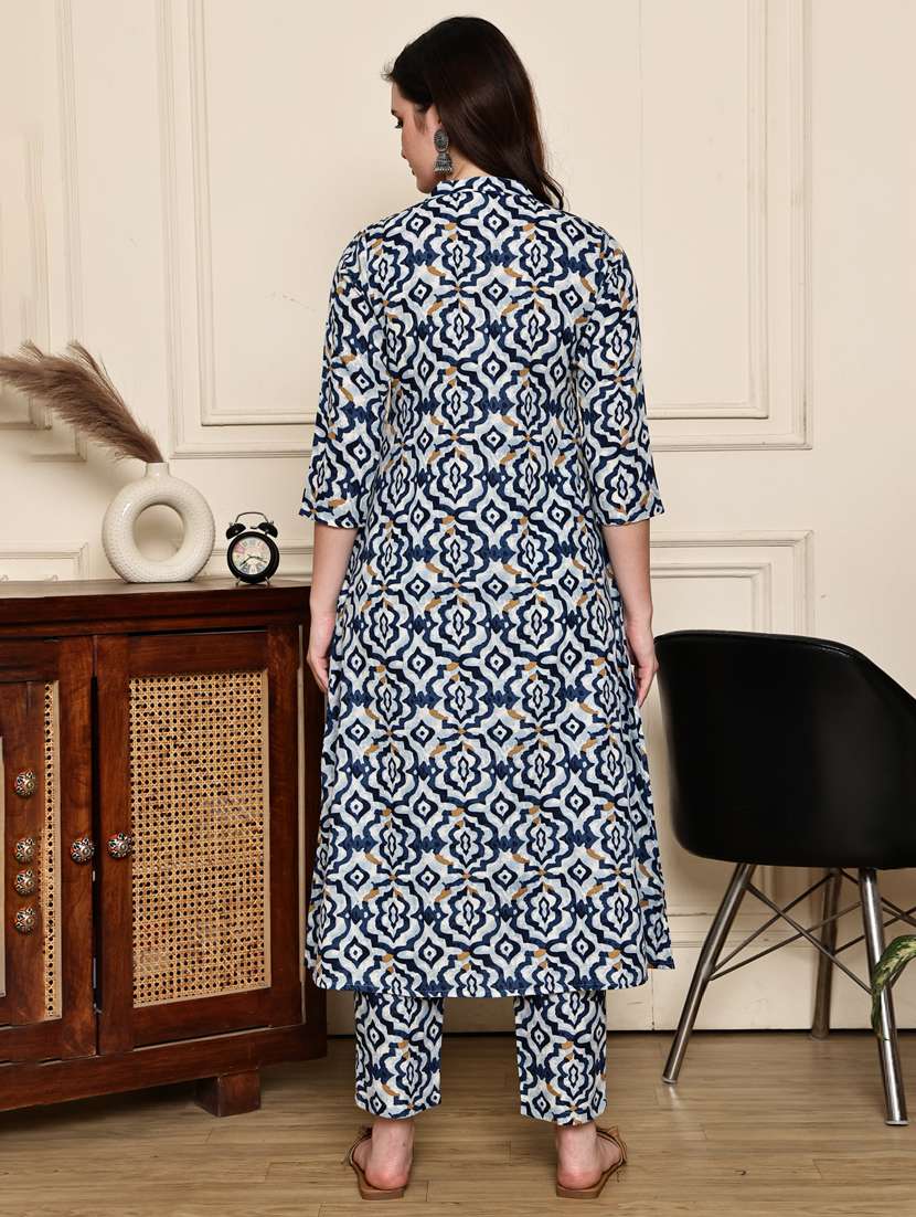 women printed three quarter sleeve kurta pant set - 21972462 -  Standard Image - 3