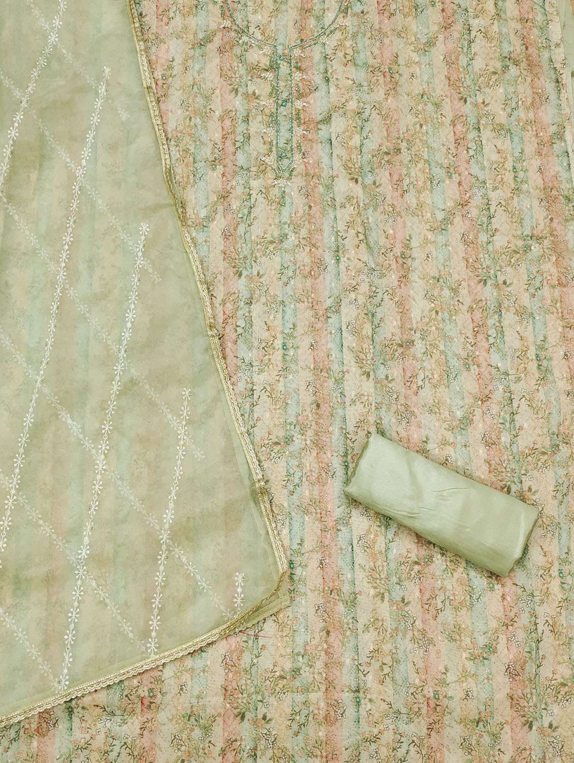 women printed embroidered unstitched suit set - 21972468 -  Standard Image - 3