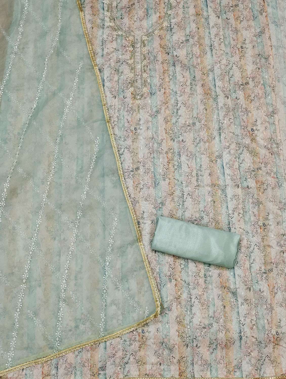 women printed embroidered unstitched suit set - 21972469 -  Standard Image - 3