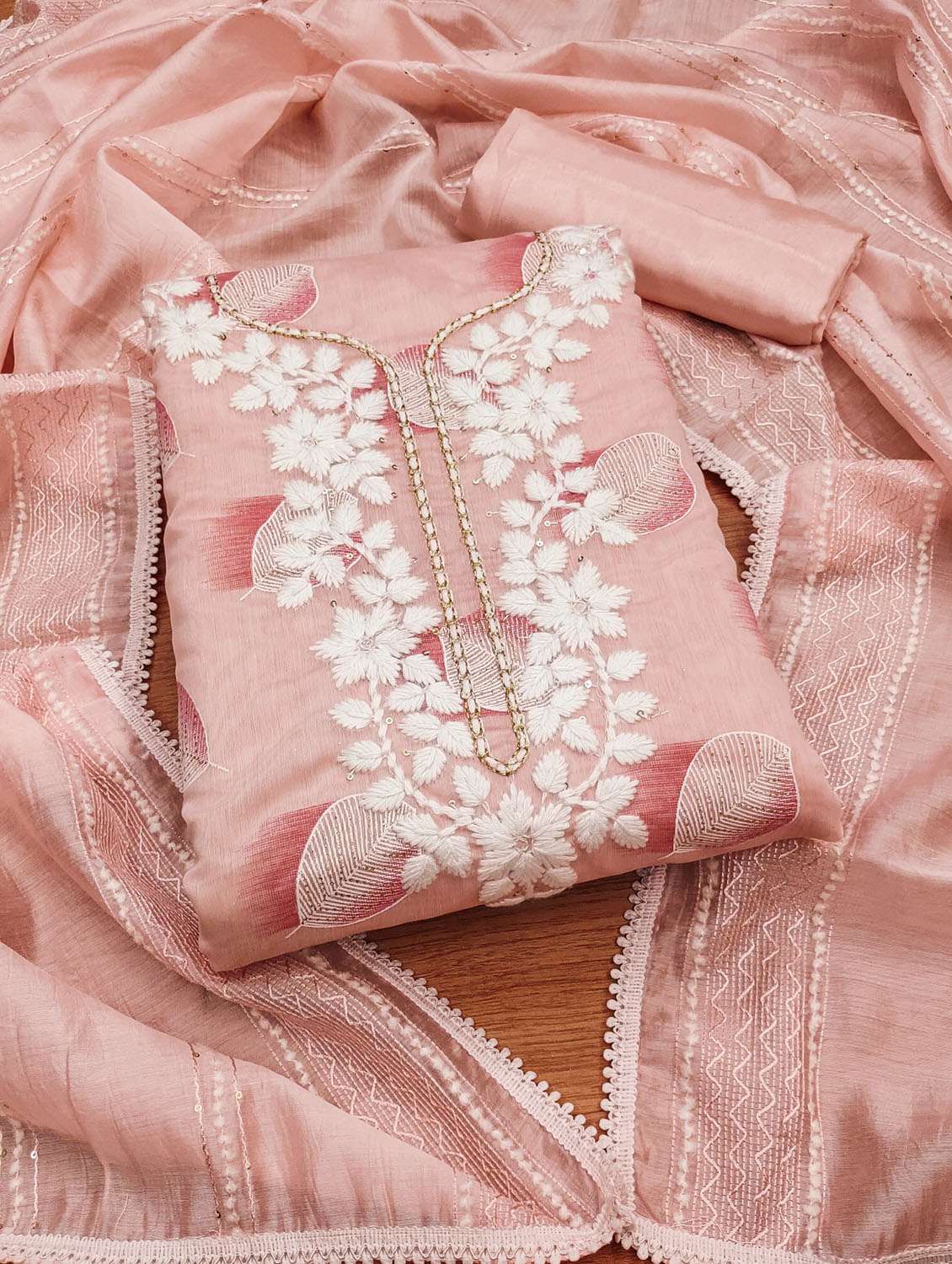 women printed embroidered unstitched suit set