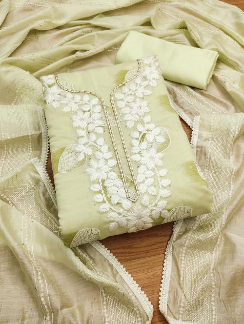 women printed embroidered unstitched suit set - 21972477 - Standard Image - 0