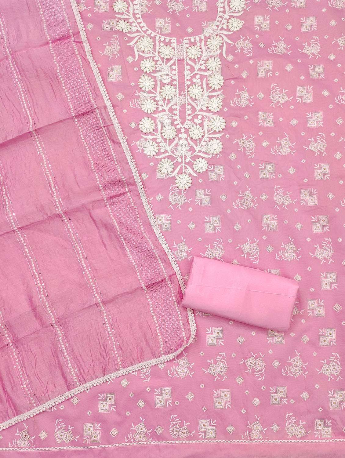 women solid with work embroidered unstitched suit set - 21972482 -  Standard Image - 3