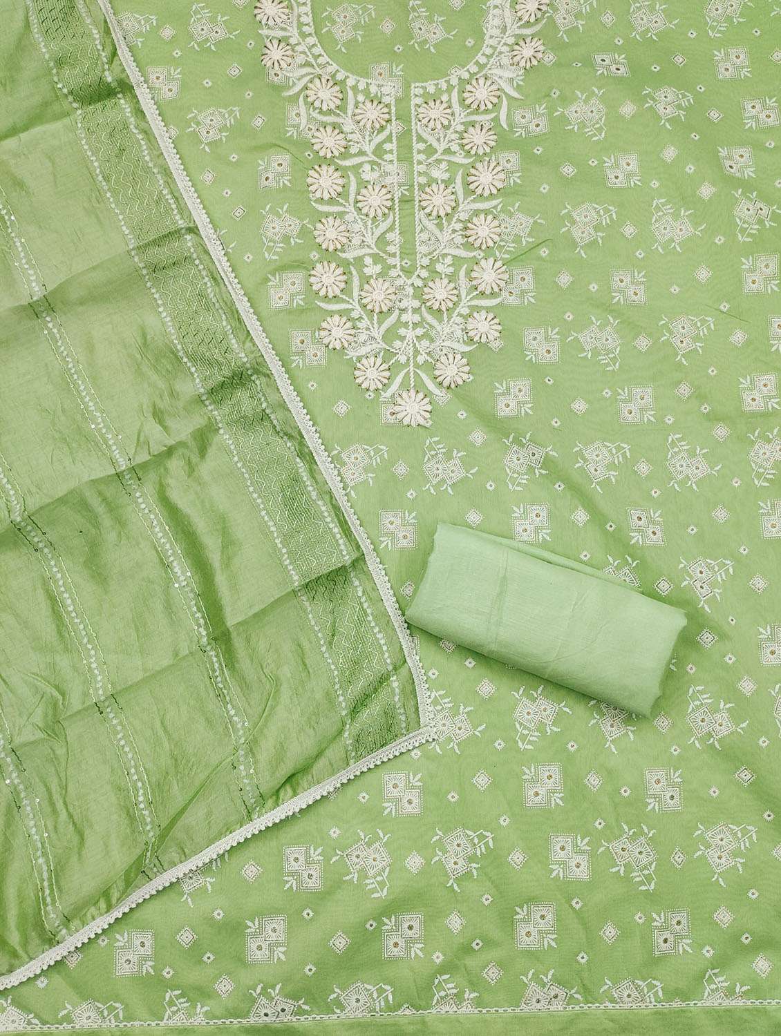 women solid with work embroidered unstitched suit set - 21972483 -  Standard Image - 3