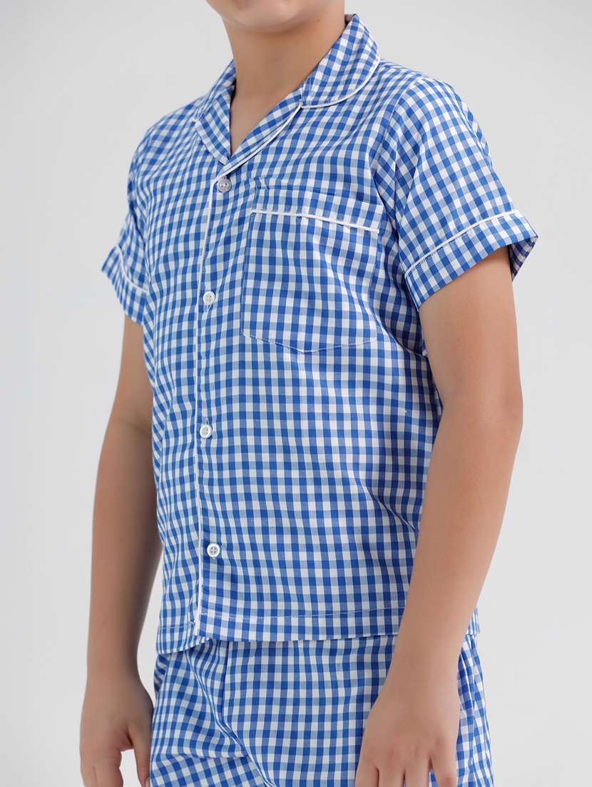 boys checkered short sleeve pyjama set nightwear - 21972512 -  Standard Image - 3