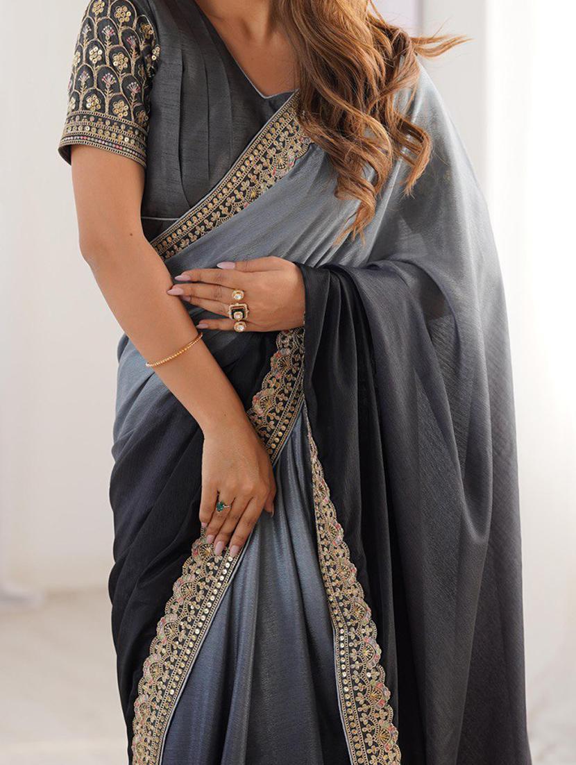 women ombre bordered saree with blouse - 21972516 - Standard Image - 5