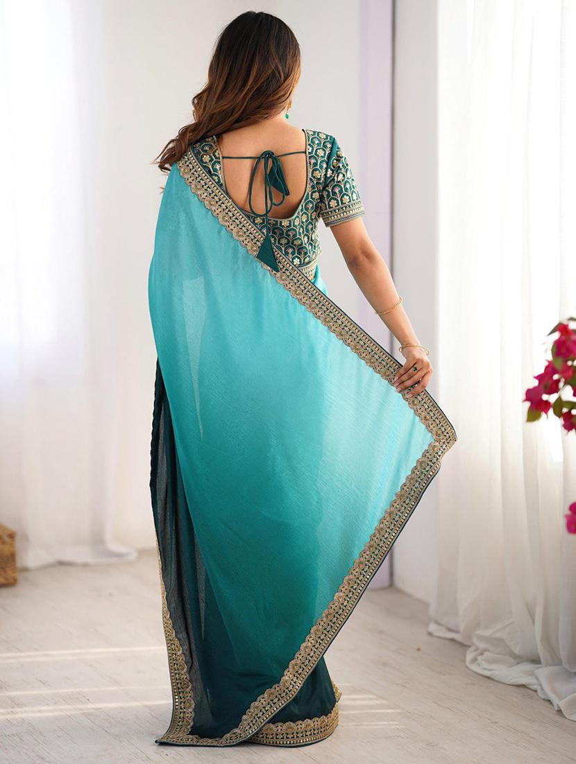 women ombre bordered saree with blouse - 21972518 - Standard Image - 3