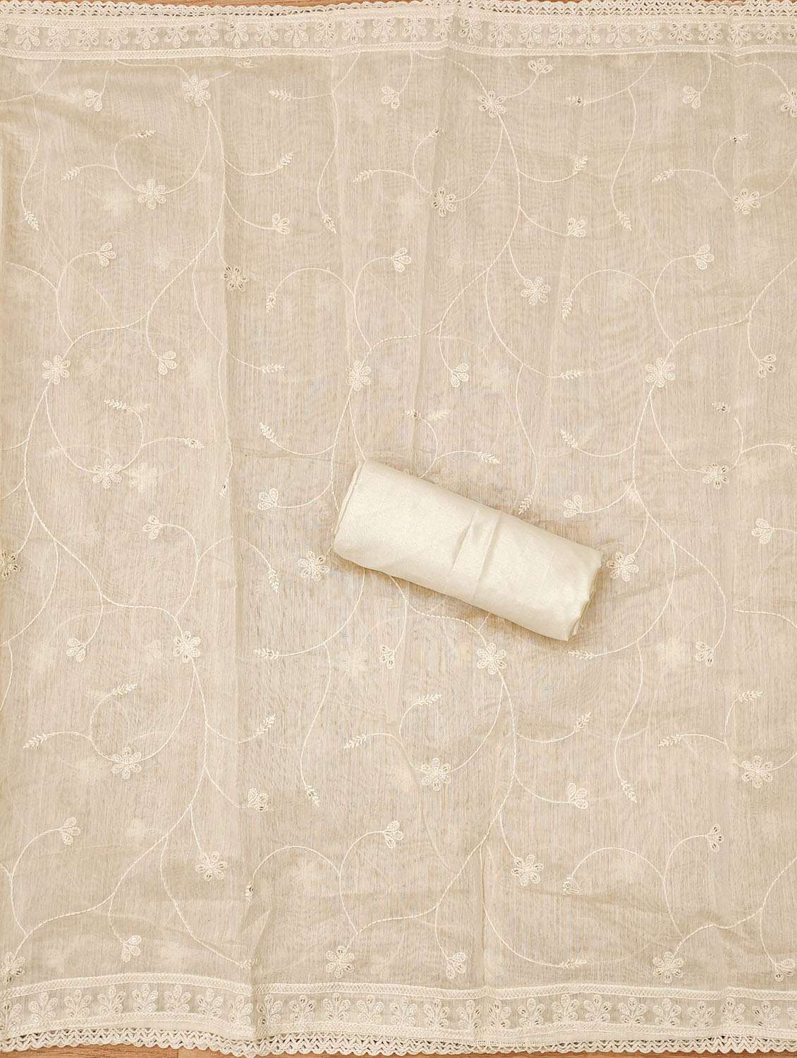 women solid with work embroidered unstitched suit set - 21972524 -  Standard Image - 3