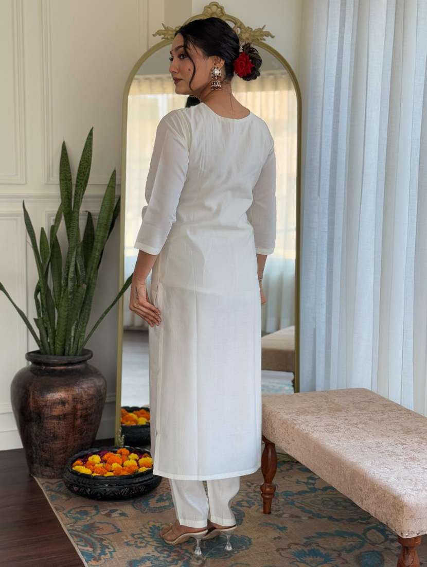 women three quarter sleeve kurta pant with dupatta set - 21972534 - Standard Image - 3