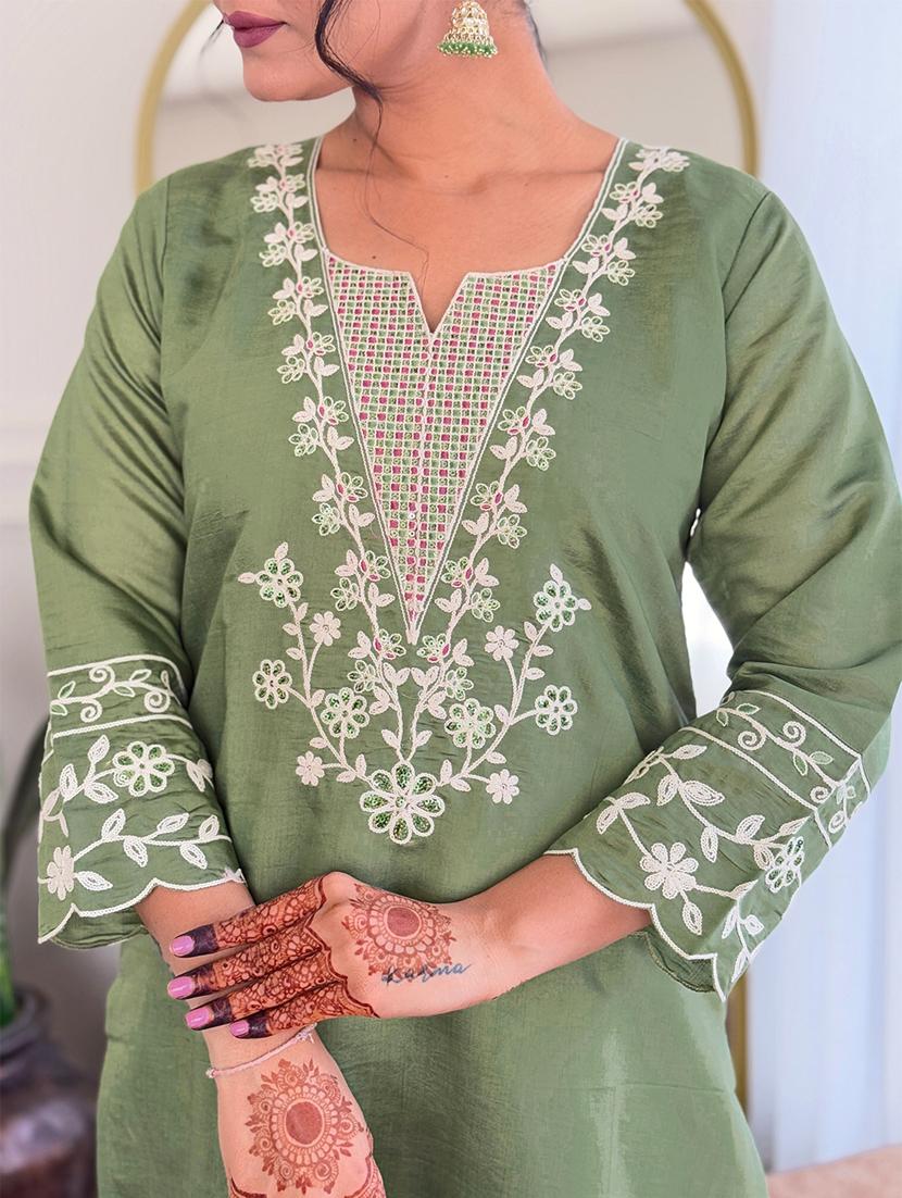 women three quarter sleeve kurta pant with dupatta set - 21972549 - Standard Image - 5