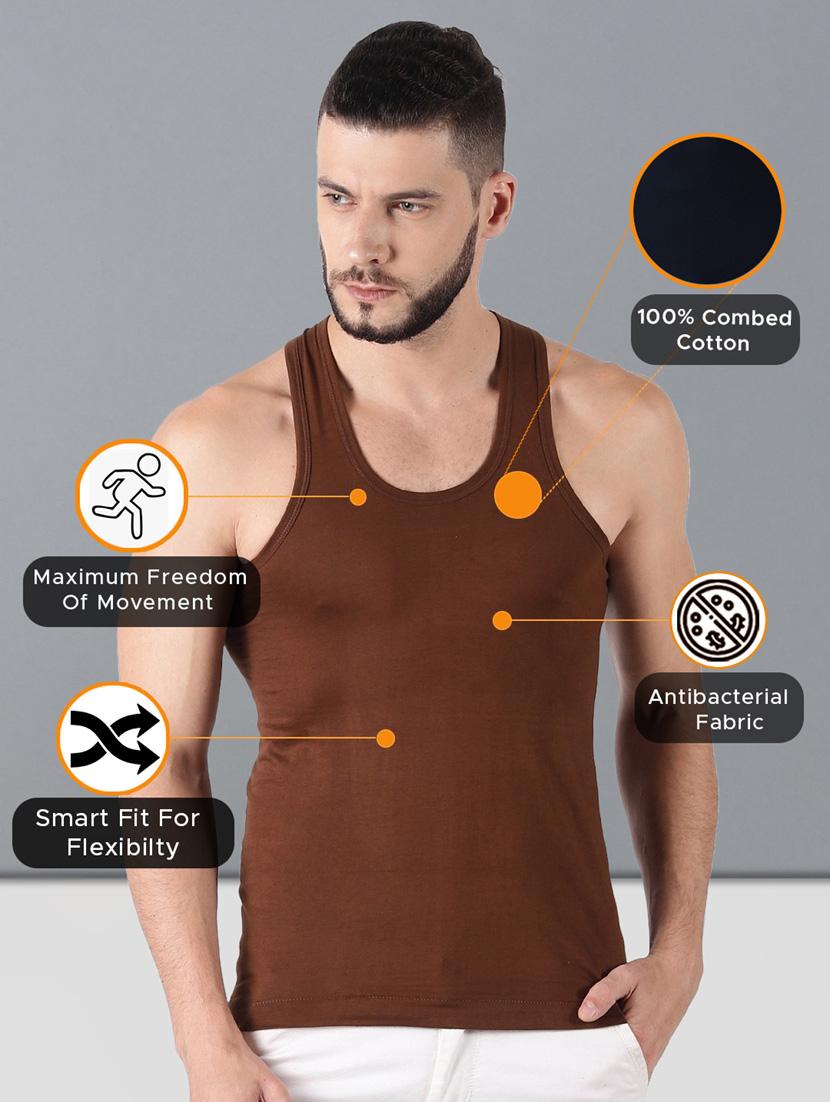 men pack of 12 multi colored solid sleeveless vest - 21972653 - Standard Image - 3