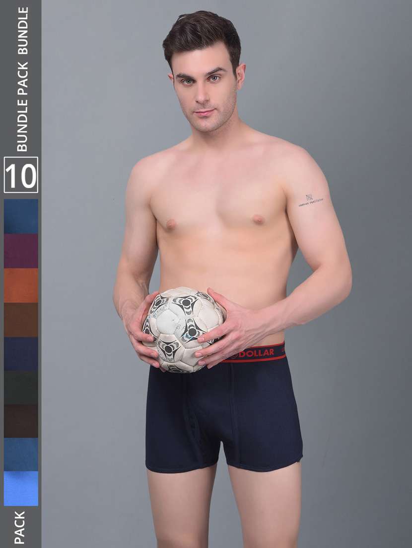 men pack of 10 multi colored solid trunks
