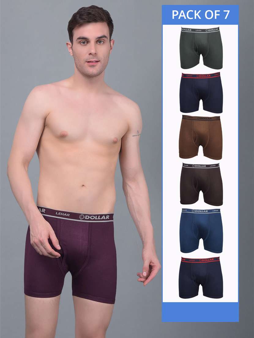 men pack of 7 multi colored solid trunks