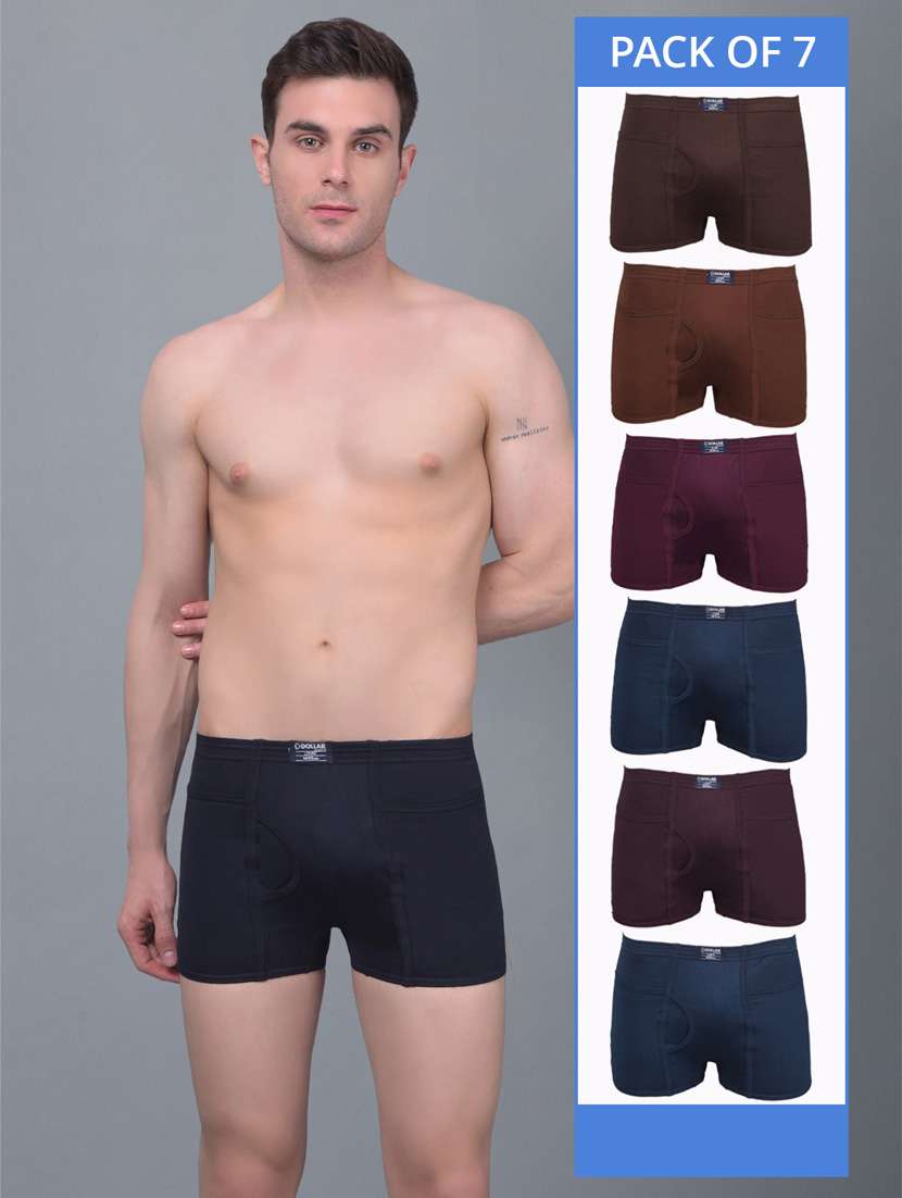 men pack of 7 multi colored solid trunks