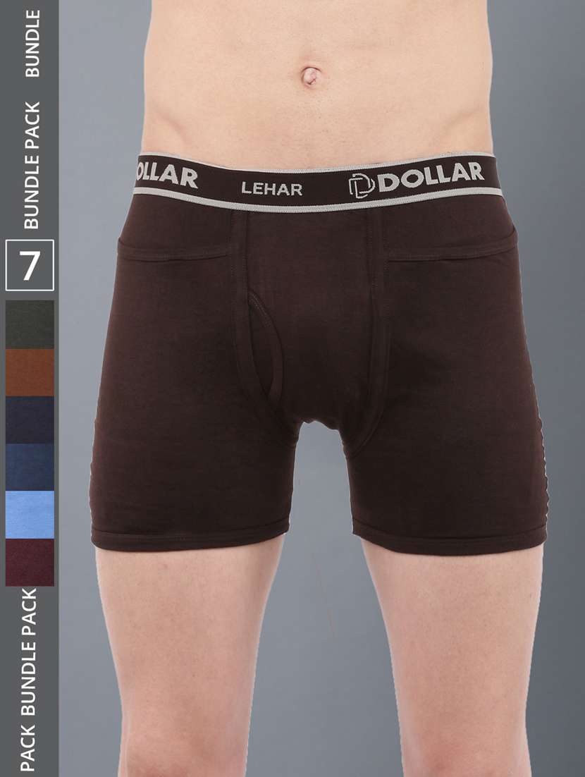 men pack of 7 multi colored solid trunks