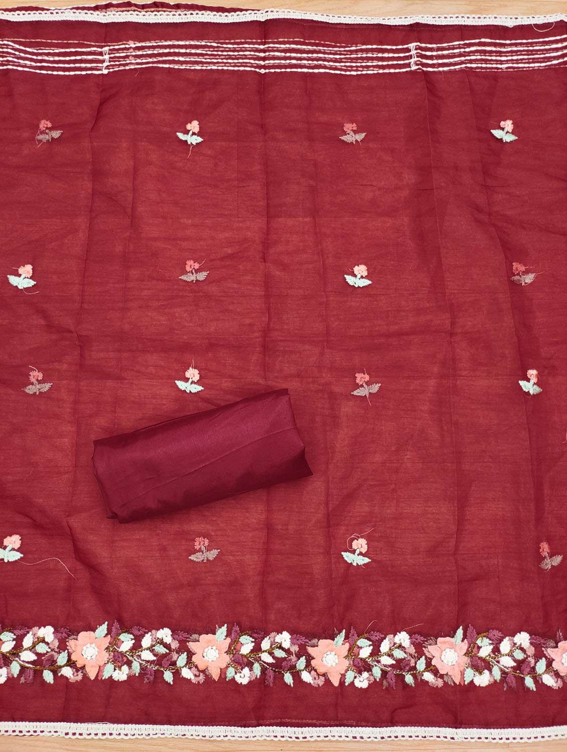 women solid with work embroidered unstitched suit set - 21972699 -  Standard Image - 3