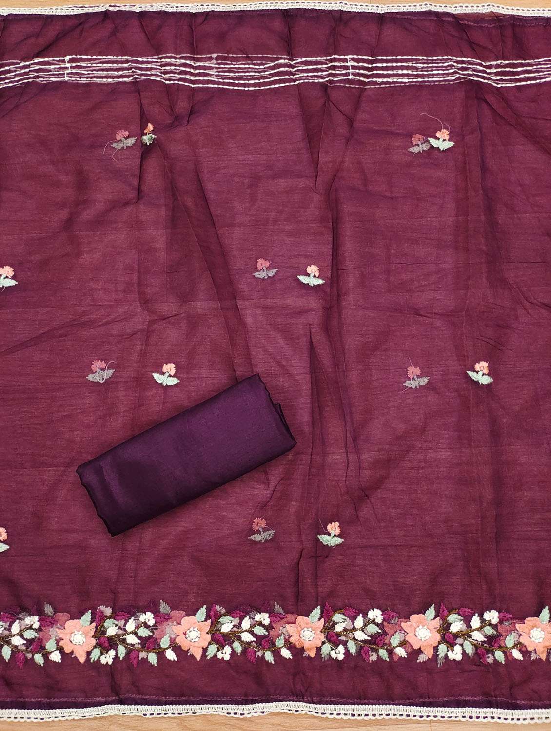 women solid with work embroidered unstitched suit set - 21972701 -  Standard Image - 3