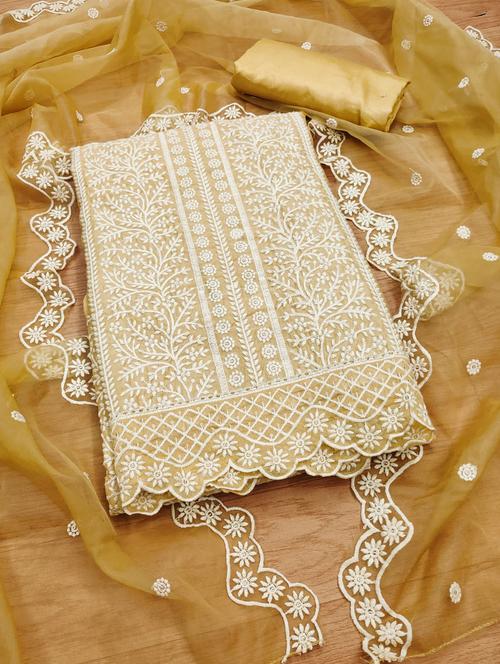 women solid with work embroidered unstitched suit set - 21972705 - Standard Image - 0