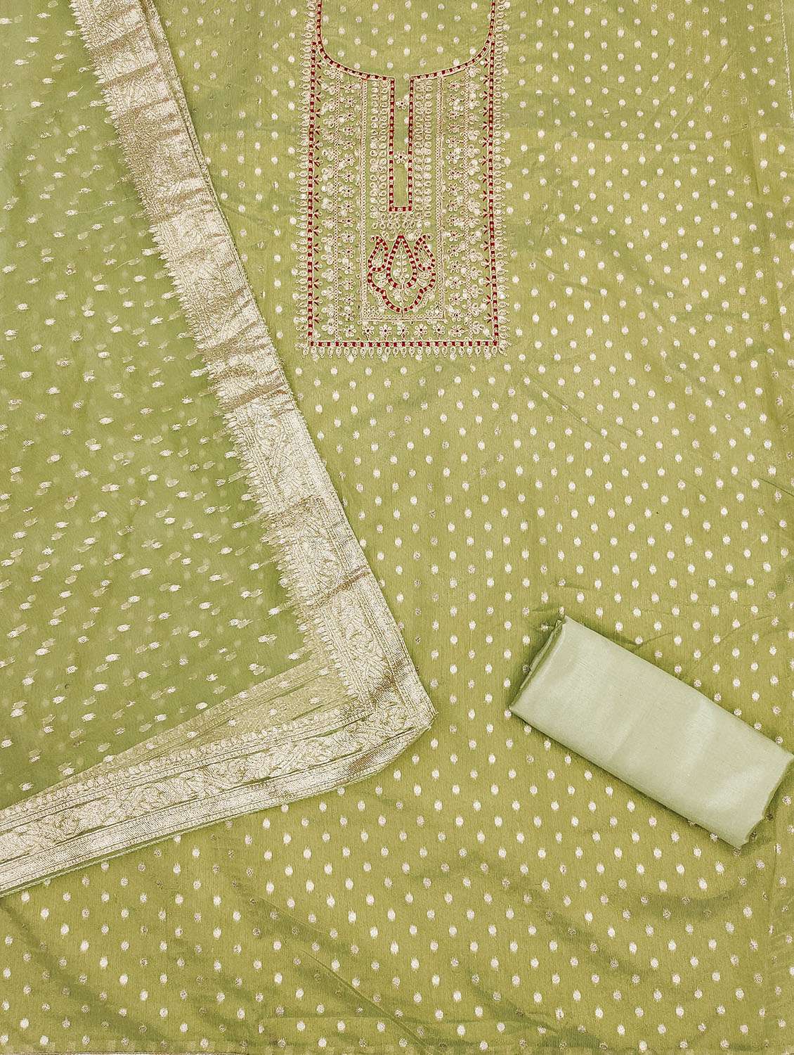 women self design embroidered unstitched suit set - 21972709 -  Standard Image - 3