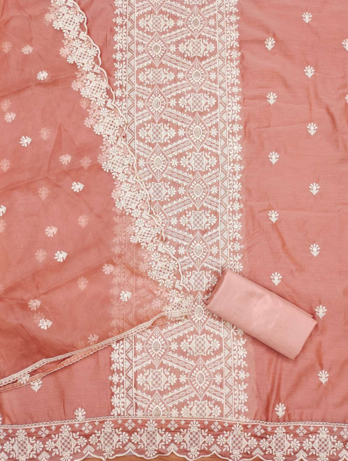 women solid with work embroidered unstitched suit set - 21972874 -  Standard Image - 3