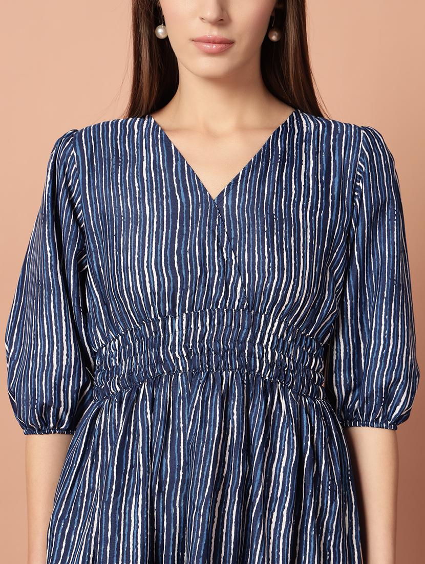 women printed puff sleeve tiered midi dress - 21972903 - Standard Image - 3