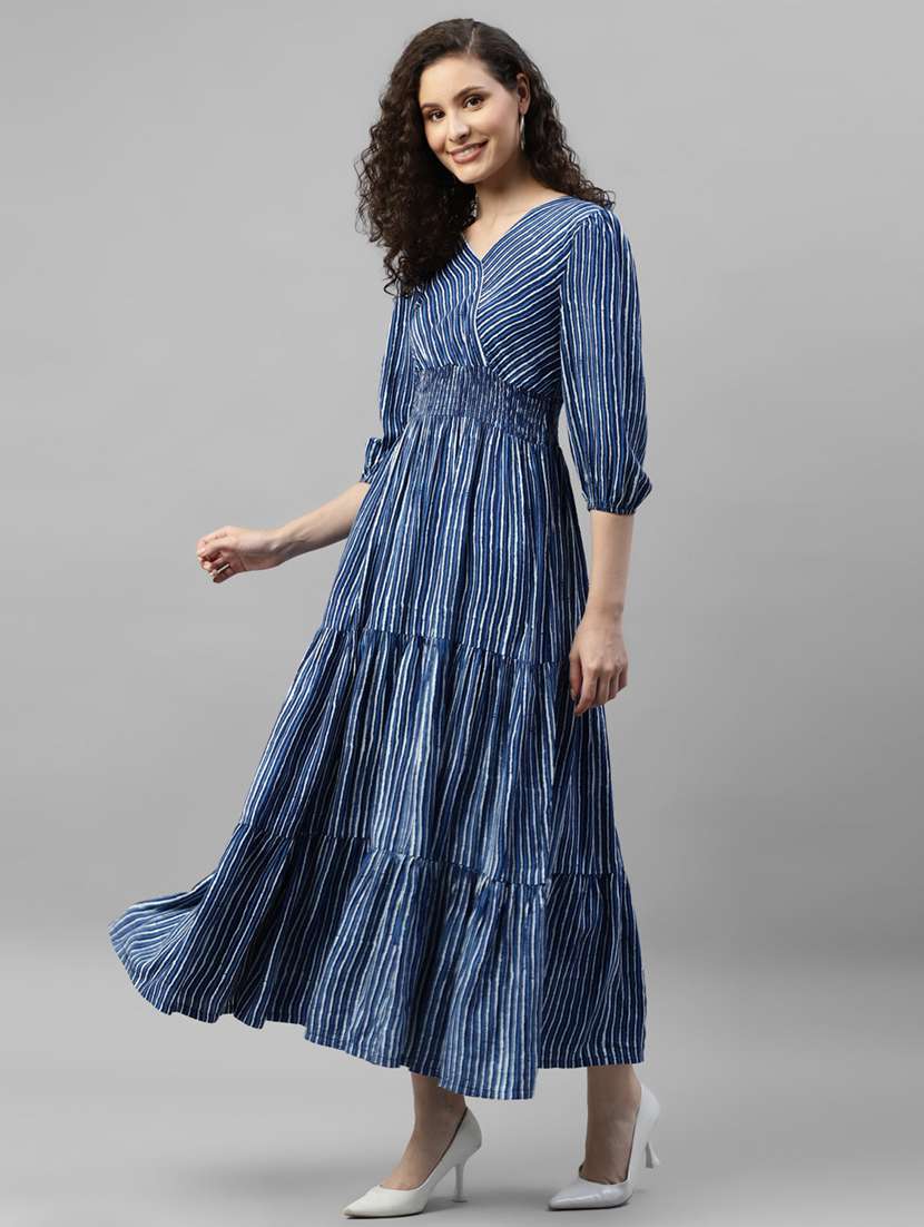 women printed puff sleeve tiered maxi dress - 21972911 -  Zoom Image - 0