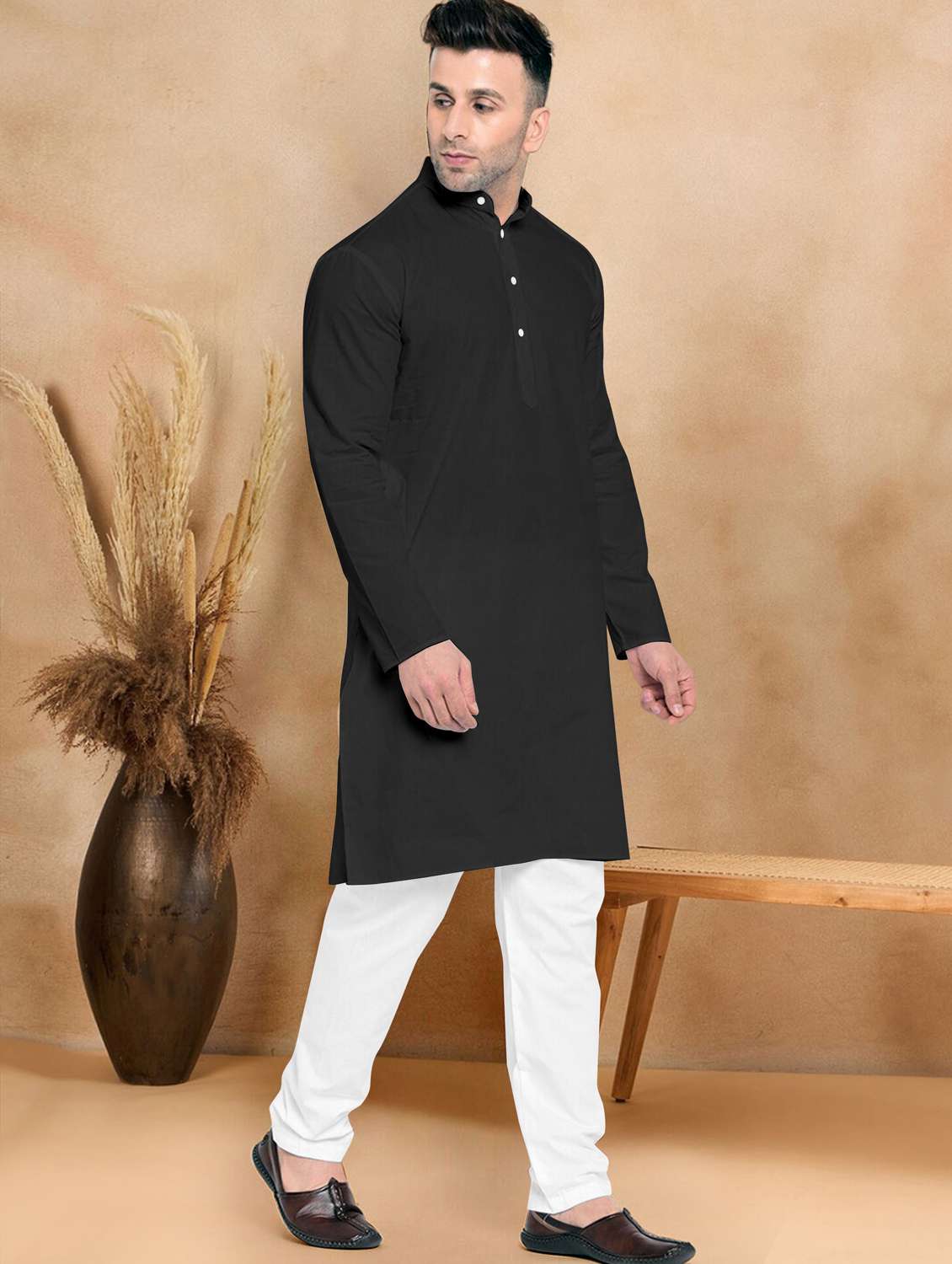 men pack of 2 solid kurta pyjama ethnic wear set - 21972914 -  Standard Image - 3