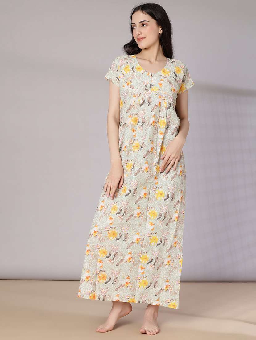 women printed short sleeve nighty